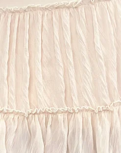 Motel Rocks Midi Skirts-Anahita Tiered Skirt in Chiffon Buttercream ChiffonButtercream