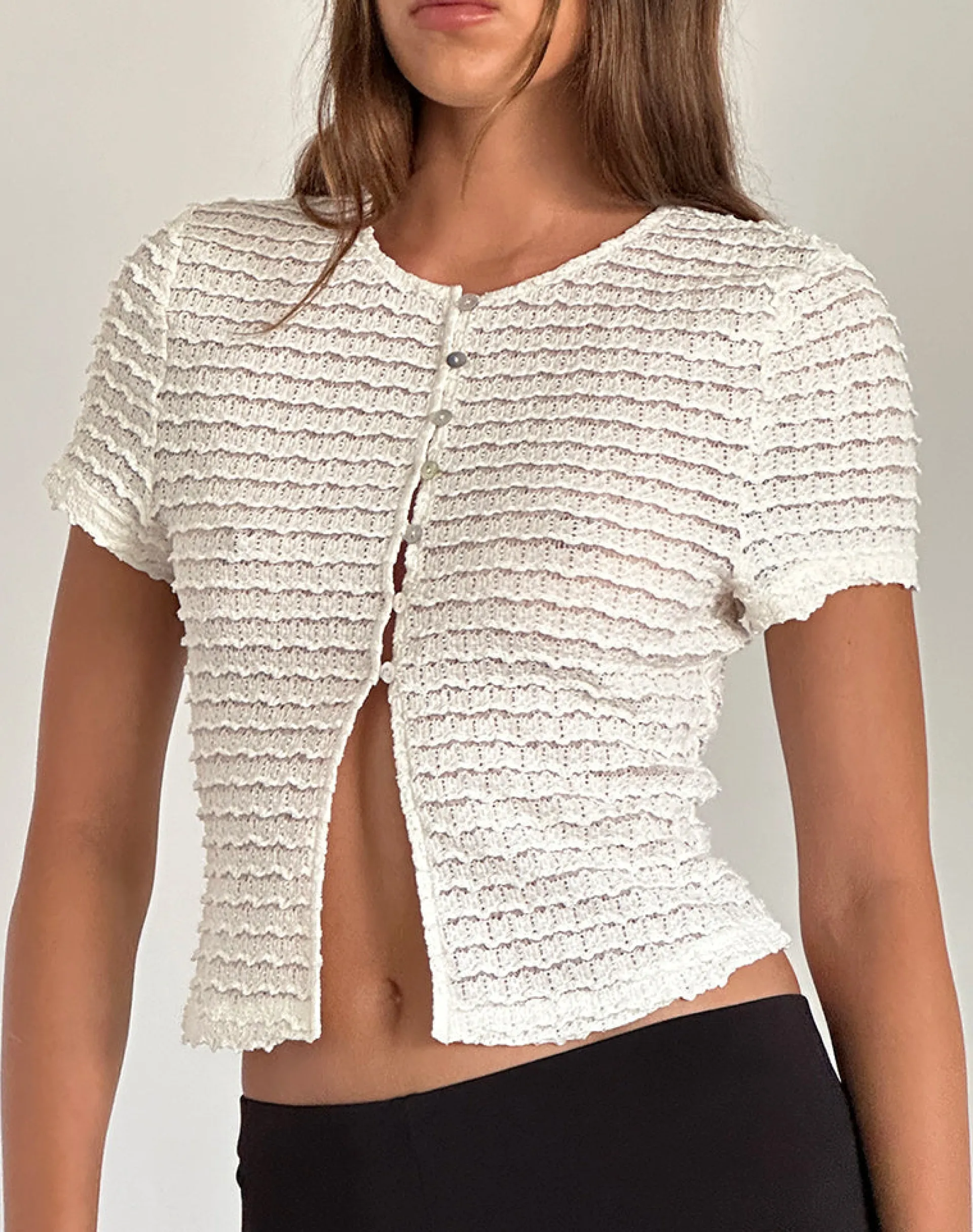 Motel Rocks Crop Tops-Anara Top in Crinkle Ivory CrinkleIvory