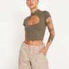 Motel Rocks Vest Tops-Anelis Crop Top in Tarmac Green
