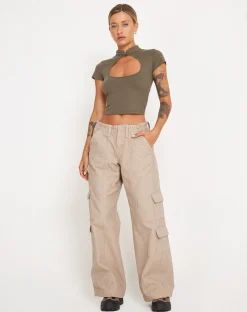 Motel Rocks Vest Tops-Anelis Crop Top in Tarmac Green