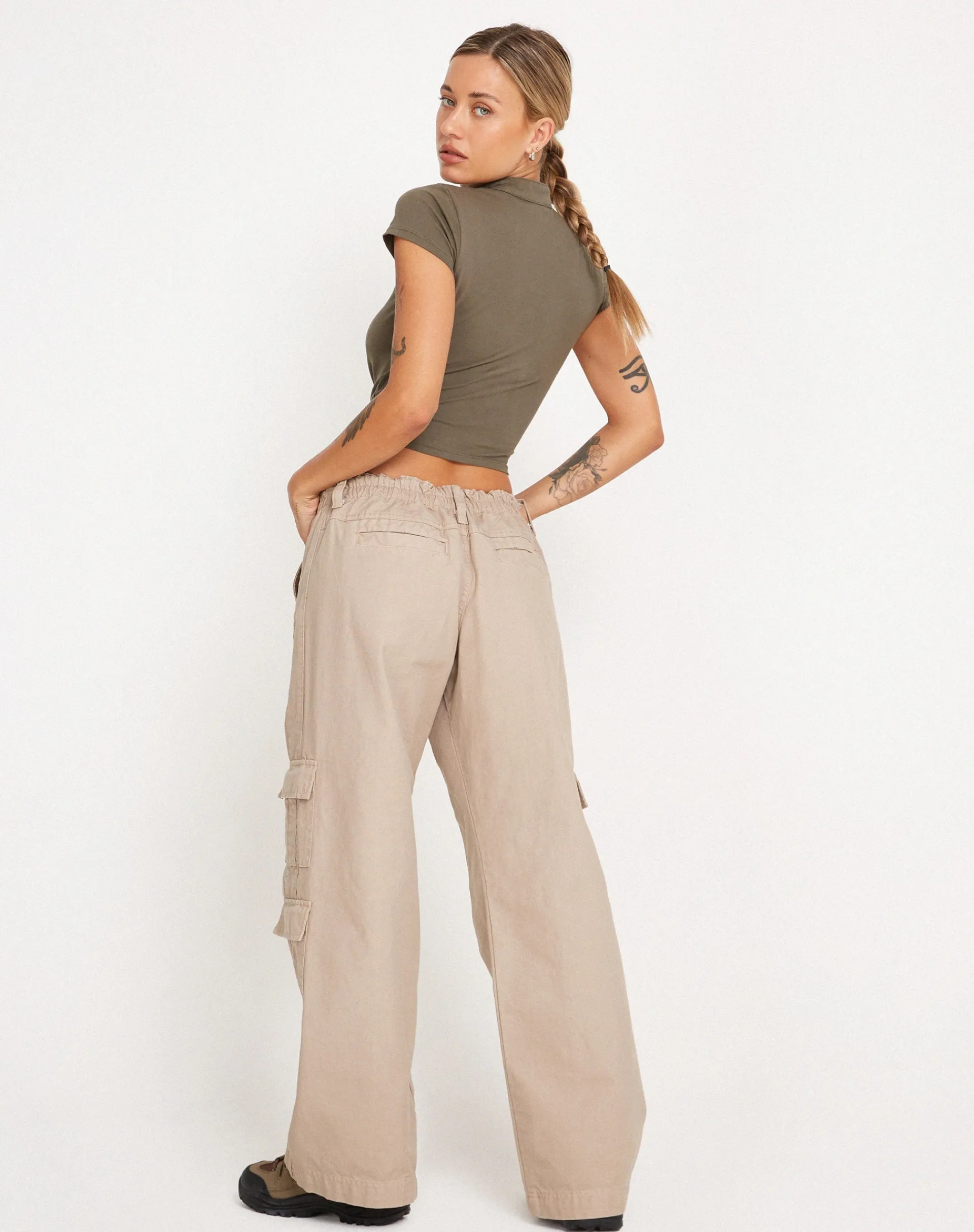 Motel Rocks Vest Tops-Anelis Crop Top in Tarmac Green