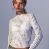 Motel Rocks Long Sleeve Tops-Angela Long Sleeve Top in Crinkle White CrinkleWhite