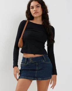Motel Rocks Basics-Ansita Long Sleeve Top in Black