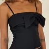 Motel Rocks Strappy Tops | Going Out Tops-Antlia Bow Cami Top in Tailoring Black