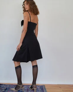 Motel Rocks Strappy Tops | Going Out Tops-Antlia Bow Cami Top in Tailoring Black