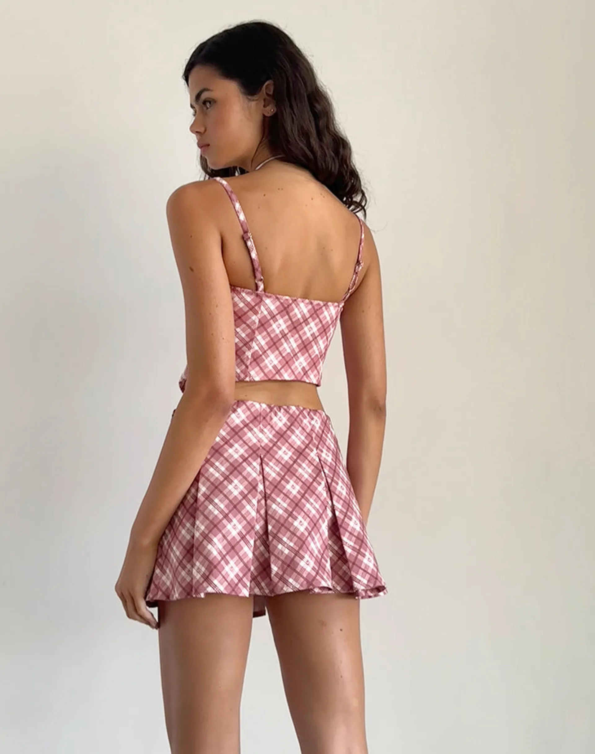 Motel Rocks Co-Ords | Corset Tops-Archie Corset Top in Pink Tartan PinkTartan