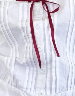 Motel Rocks Co-Ords | Vest Tops-Arhan Top in White Poplin with Red Trim WhitePoplinwithRedTrim