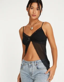 Motel Rocks Long Sleeve Tops | Going Out Tops-Ariela Butterfly Top in Black