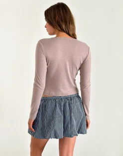 Motel Rocks Tailoring | Printed Skirts-Arife Mini Skirt in Black and Grey Mono Stripe