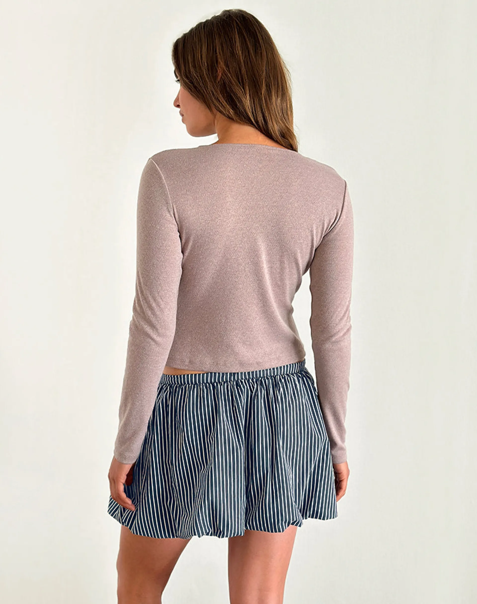 Motel Rocks Tailoring | Printed Skirts-Arife Mini Skirt in Black and Grey Mono Stripe