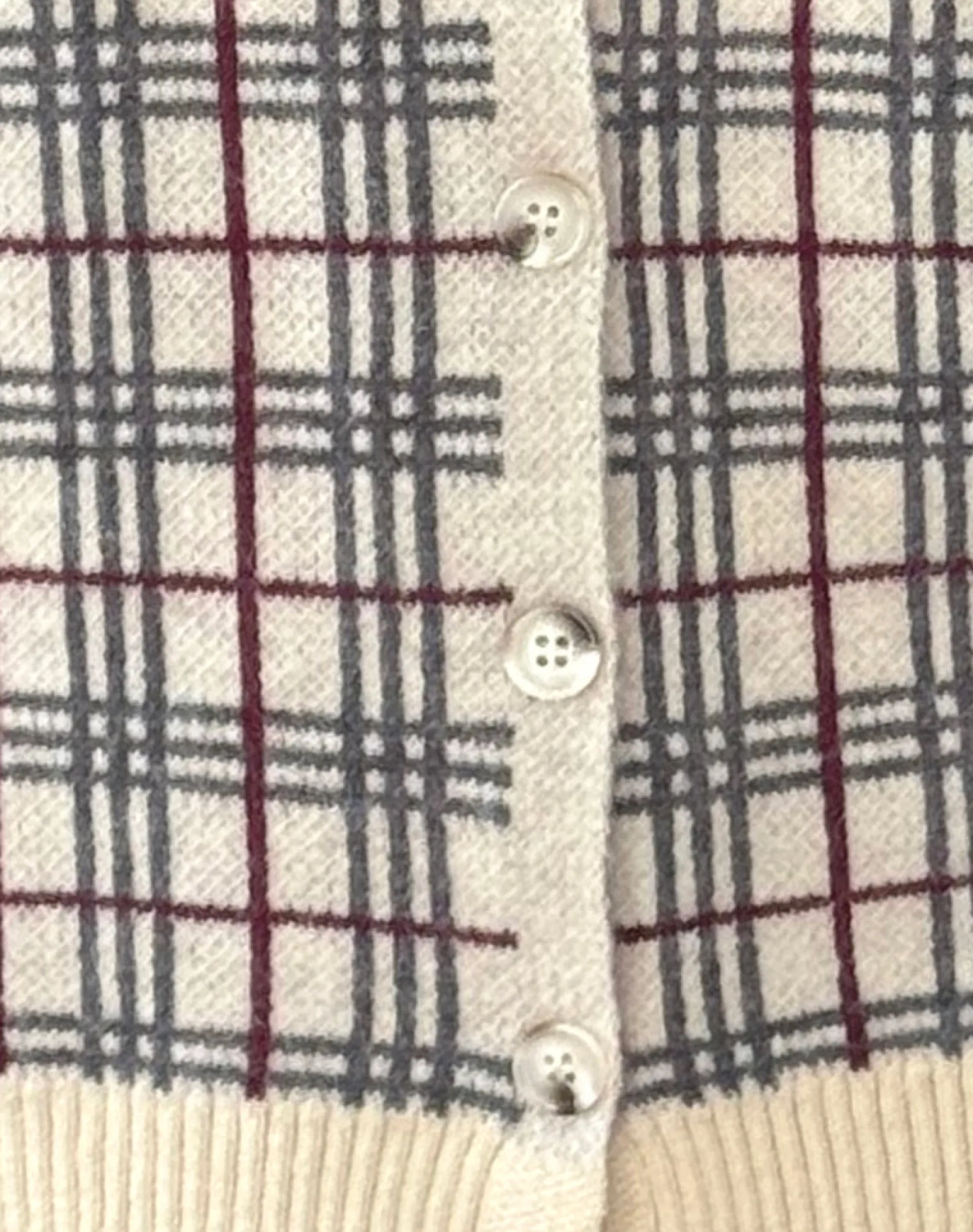 Motel Rocks Cardigans-Arlene Cardigan Checked Knit Cream