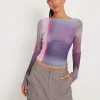 Motel Rocks Printed Tops | Long Sleeve Tops-Armali Long Sleeve Top in Mesh Pink Digi Print MeshPinkDigiPrint