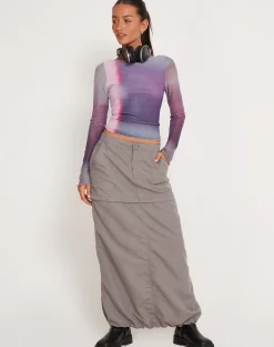 Motel Rocks Printed Tops | Long Sleeve Tops-Armali Long Sleeve Top in Mesh Pink Digi Print MeshPinkDigiPrint