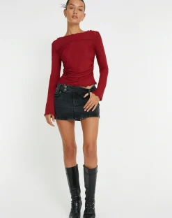 Motel Rocks Long Sleeve Tops-Armina Long Sleeve Top in Burgundy