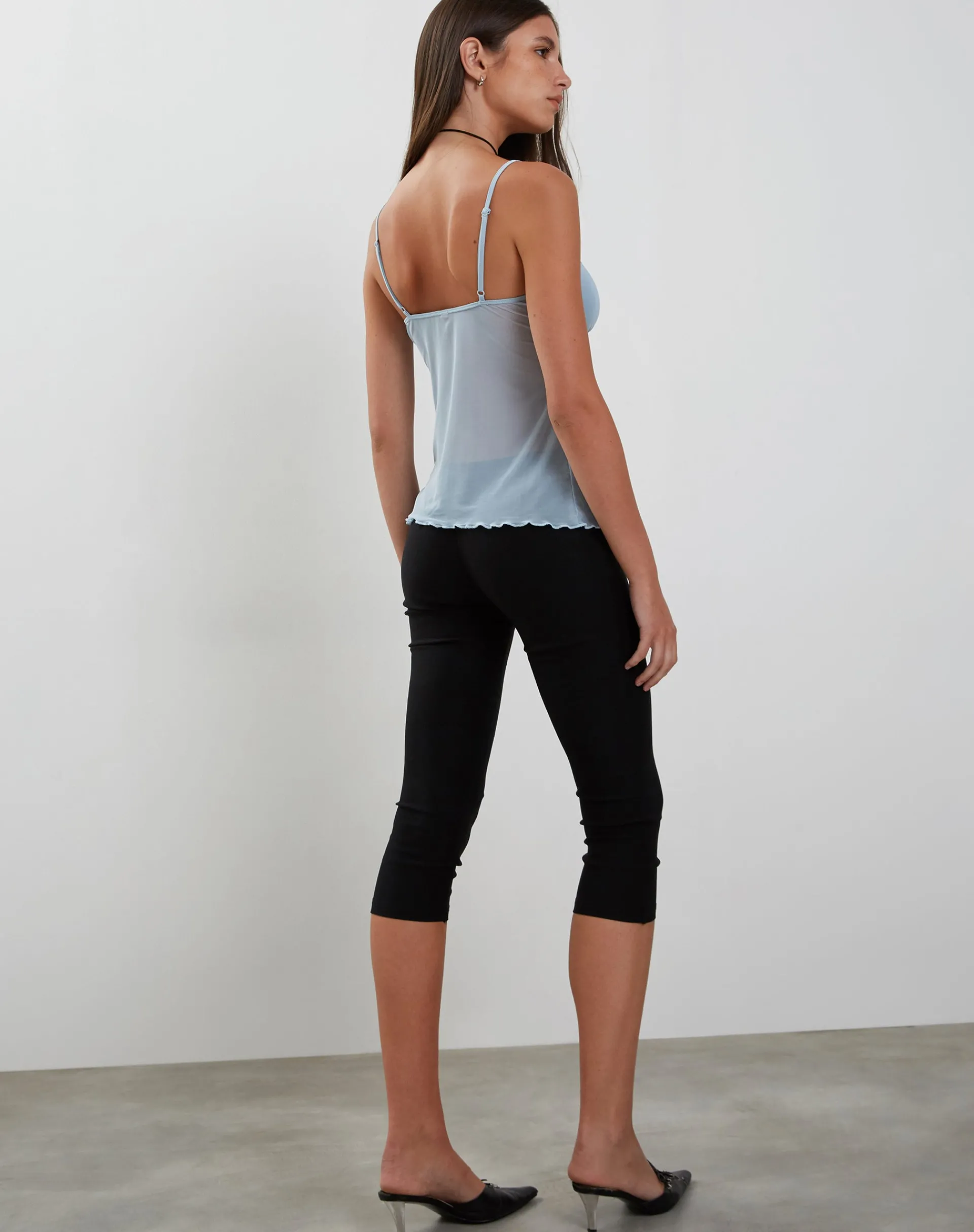 Motel Rocks Strappy Tops-Arsyla Mesh Butterfly Top in Pastel Blue