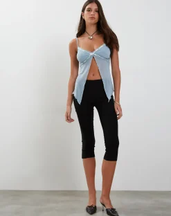 Motel Rocks Strappy Tops-Arsyla Mesh Butterfly Top in Pastel Blue