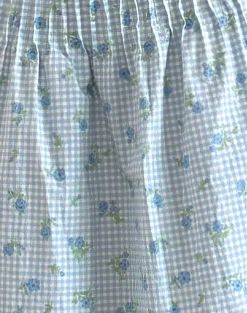 Motel Rocks Co-Ords | Printed Skirts-Asada Midi Skirt in Blue Flower Gingham BlueFlowerGingham