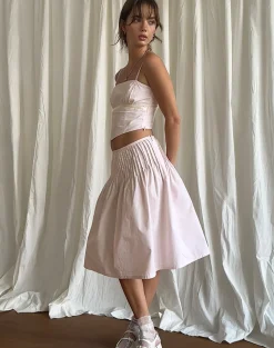 Motel Rocks Co-Ords | A Line Skirts-Asada Midi Skirt in Light Pink LightPink