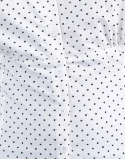 Motel Rocks Shirts And Blouses | Printed Tops-Aspen Puff Sleeve Blouse in Micro Polka White and Black
