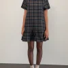 Motel Rocks Day Dresses | Mini Dresses-Asterin Mini Smock Dress in Navy Mustard Check