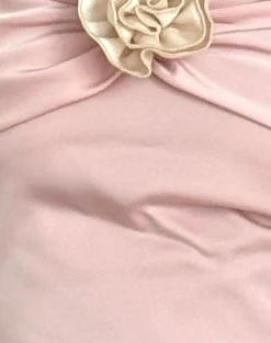 Motel Rocks Bandeau Tops | Going Out Tops-Astrum Satin Bandeau Top in Pink with Ivory Rose PinkwithIvoryRose