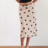 Motel Rocks Printed Skirts | A Line Skirts-Atira Midi Skirt in Cluster Ditsy Floral Flock Nude