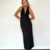 Motel Rocks Bodycon Dresses | Maxi Dresses-Atma Halterneck Maxi Dress in Canina Lace Black