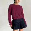 Motel Rocks Cardigans-Audrina Cardigan in Fluffy Burgundy FluffyBurgundy