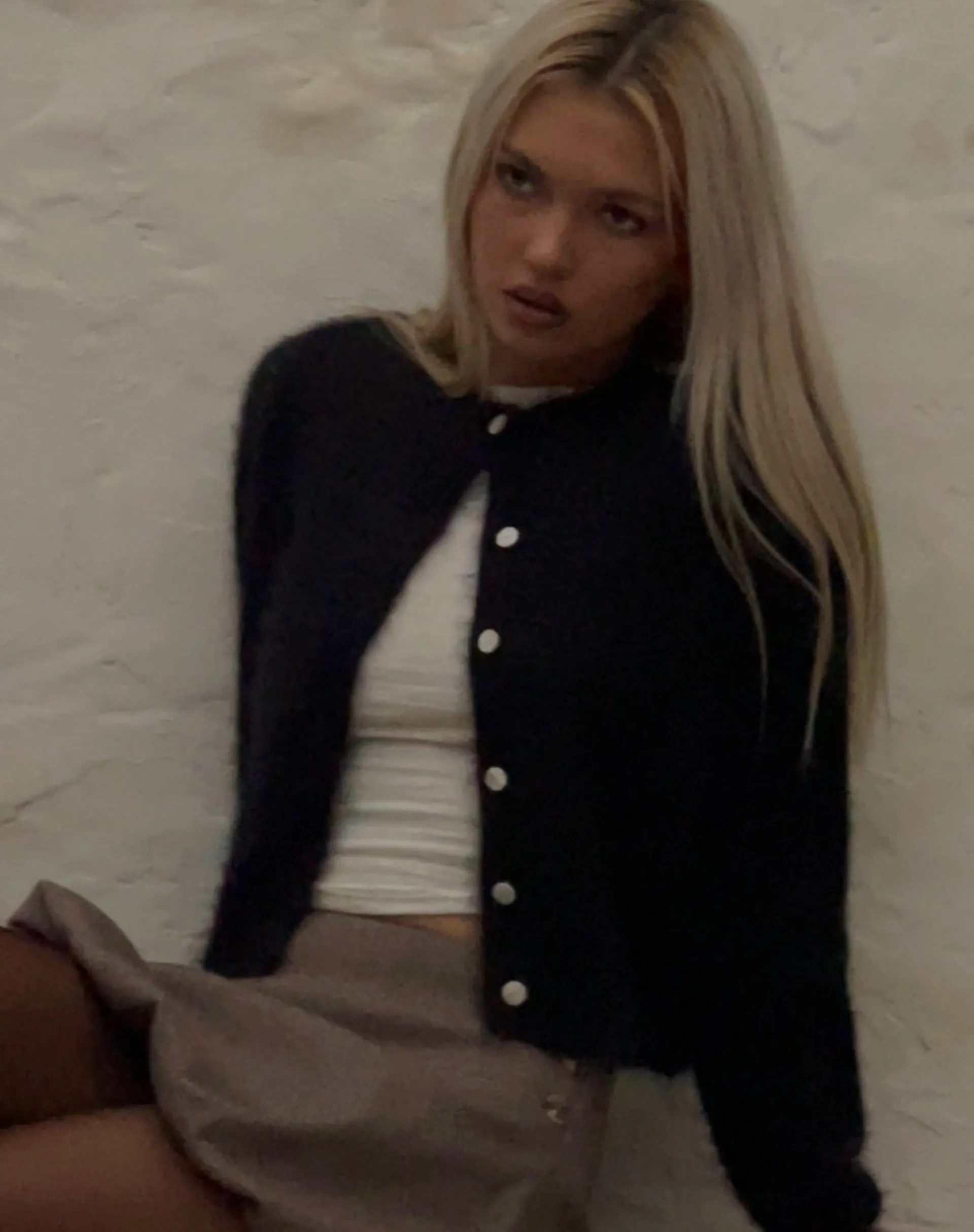 Motel Rocks Basics-Audrina Cardigan in Fluffy Knit Black fluffyknitblack