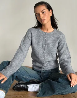 Motel Rocks Jumpers-Aura Cardigan in Dusty Grey DustyGrey