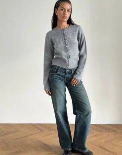 Motel Rocks Jumpers-Aura Cardigan in Dusty Grey DustyGrey
