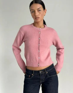Motel Rocks Cardigans-Aura Cardigan in Dusty Pink DustyPink