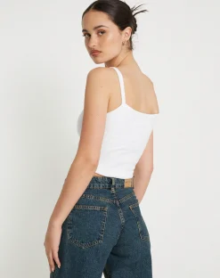 Motel Rocks Basics | Vest Tops-Aus Ribbed Vest Top in White
