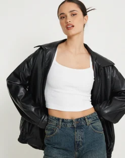 Motel Rocks Basics | Vest Tops-Aus Ribbed Vest Top in White