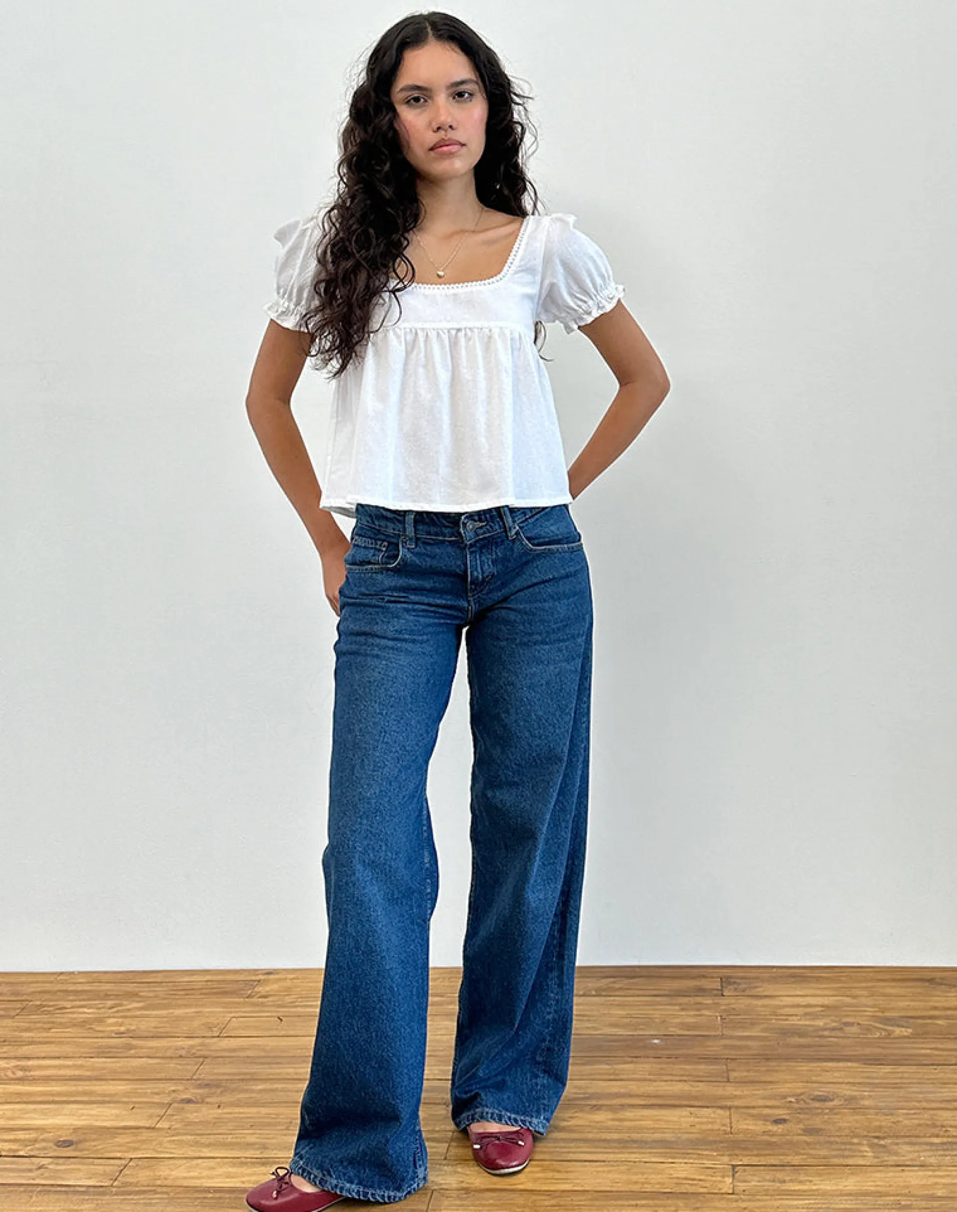 Motel Rocks Shirts And Blouses-Axoni Square Neck Blouse in Linen White LinenWhite