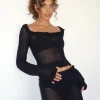 Motel Rocks Long Sleeve Tops | Going Out Tops-Ayako Frill Fine Knit Top in Black