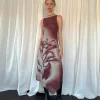 Motel Rocks Printed Dresses | Bodycon Dresses-Aysun Midi Dress in Lumen Mesh Brown