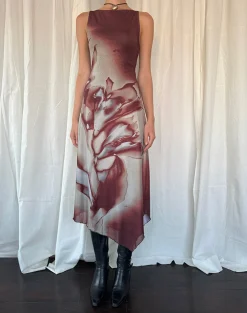 Motel Rocks Printed Dresses | Bodycon Dresses-Aysun Midi Dress in Lumen Mesh Brown