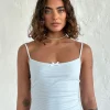 Motel Rocks Basic Tops | Printed Tops-Barlyn Cami Top in Blue and White Stripe BlueandWhiteStripe