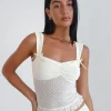 Motel Rocks Co-Ords | Printed Tops-Bartila Top in Ivory Polka Flock