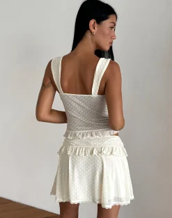 Motel Rocks Co-Ords | Printed Tops-Bartila Top in Ivory Polka Flock