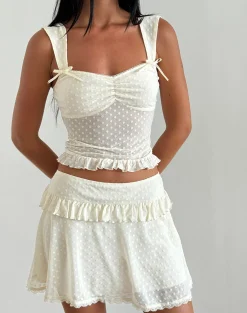 Motel Rocks Co-Ords | Printed Tops-Bartila Top in Ivory Polka Flock