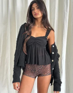 Motel Rocks Strappy Tops | Crop Tops-Barula Cami Top in Mesh Black MeshBlack