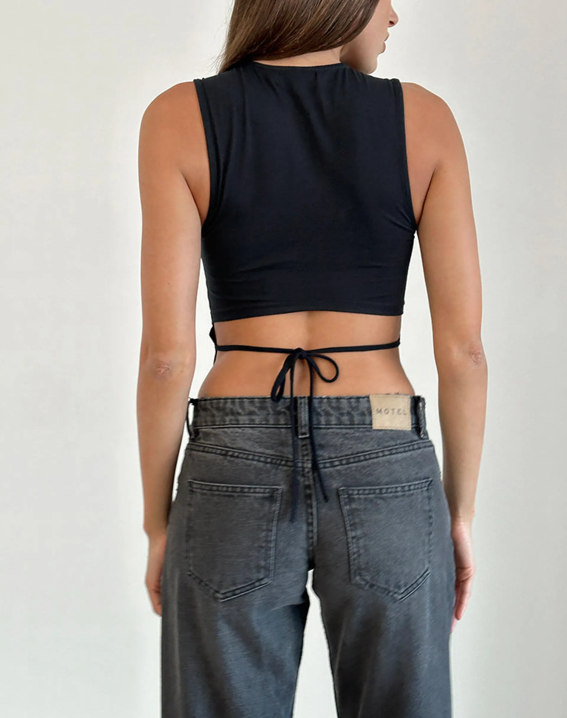 Motel Rocks Basics | Basic Tops-Baruna Tie Back Top in Black