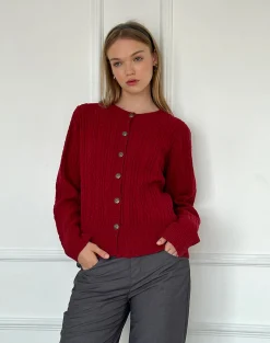Motel Rocks Cardigans-Bavana Cardigan in Deep Red DeepRed