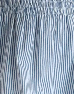 Motel Rocks Printed Dresses | Bandeau Dresses-Belesi Midi Dress in Blue Small Vertical Stripe BlueSmallVerticalStripe