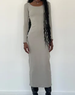Motel Rocks Day Dresses | Bodycon Dresses-Belila Long Sleeve Maxi Dress in Sage Grey