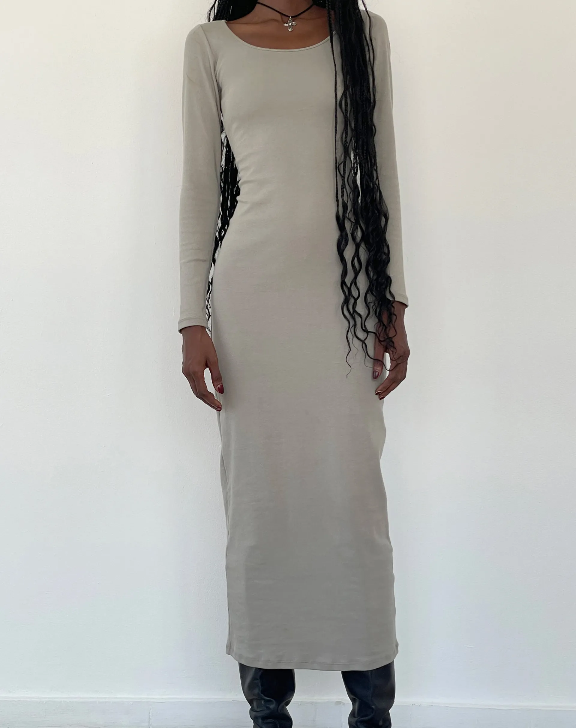Motel Rocks Day Dresses | Bodycon Dresses-Belila Long Sleeve Maxi Dress in Sage Grey