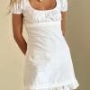 Motel Rocks Day Dresses | Mini Dresses-Bella Mini Tea Dress in Poplin White