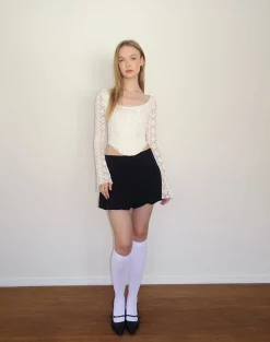 Motel Rocks Corset Tops | Long Sleeve Tops-Belle Long Sleeve Top in Regal Lace Ivory RegalLaceIvory